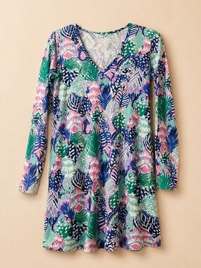 Lilly Pulitzer Floral V-Neck Long Sleeve Dress
